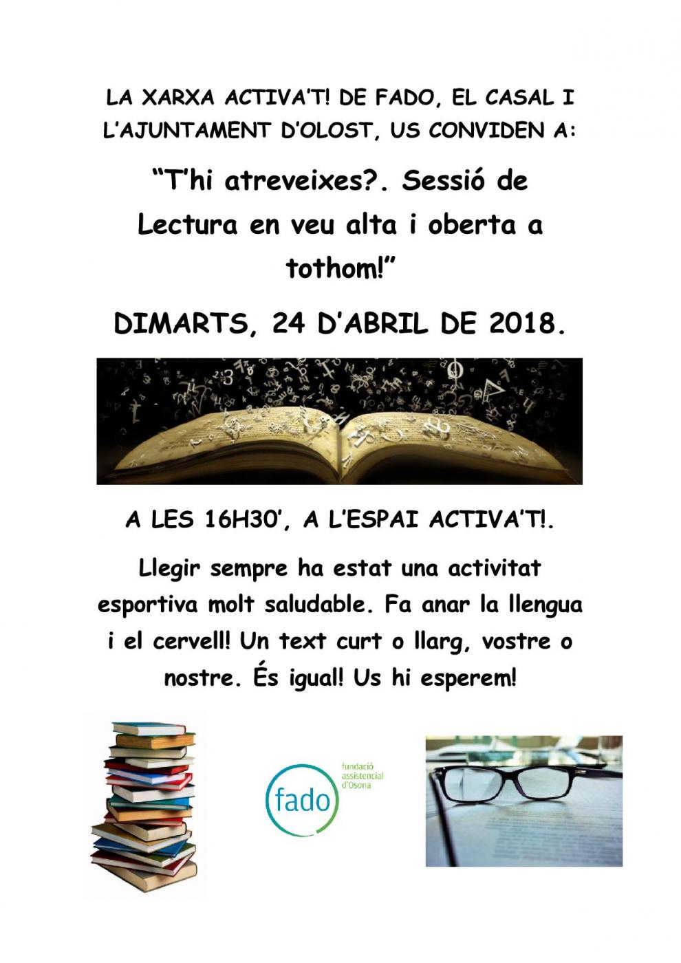 Sessió de lectura en veu alta a l'Espai Activat